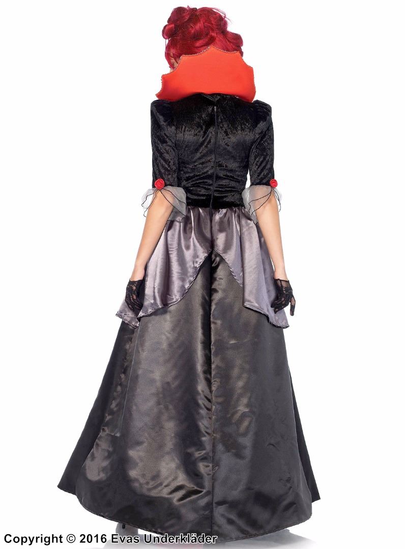 Mina Harker från Dracula, maskeradklänning med spetsinlägg, rosetter och volanger